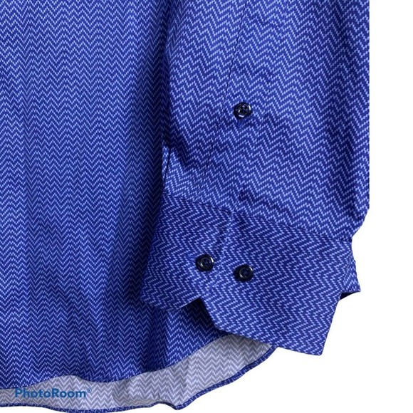 🔥 David Donahue Zigzag Striped Long Sleeve Shirt 🔥sale - Picture 2 of 8